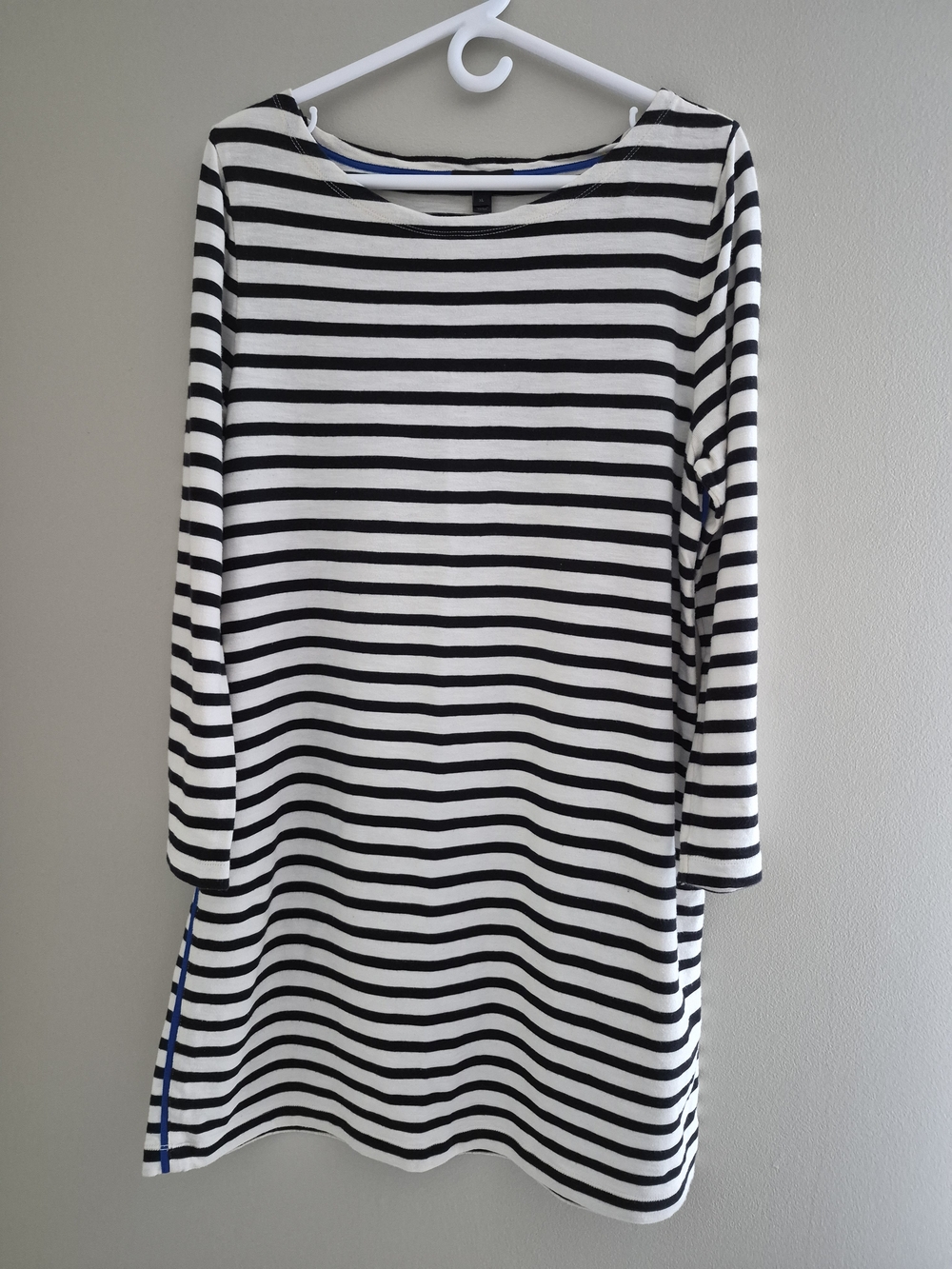 J. Crew Black and White Striped Long-Sleeve Dress